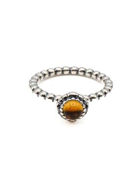 Pandora November Bloom Ring Size 7 Citrine Sterling Silver Stackable Retired